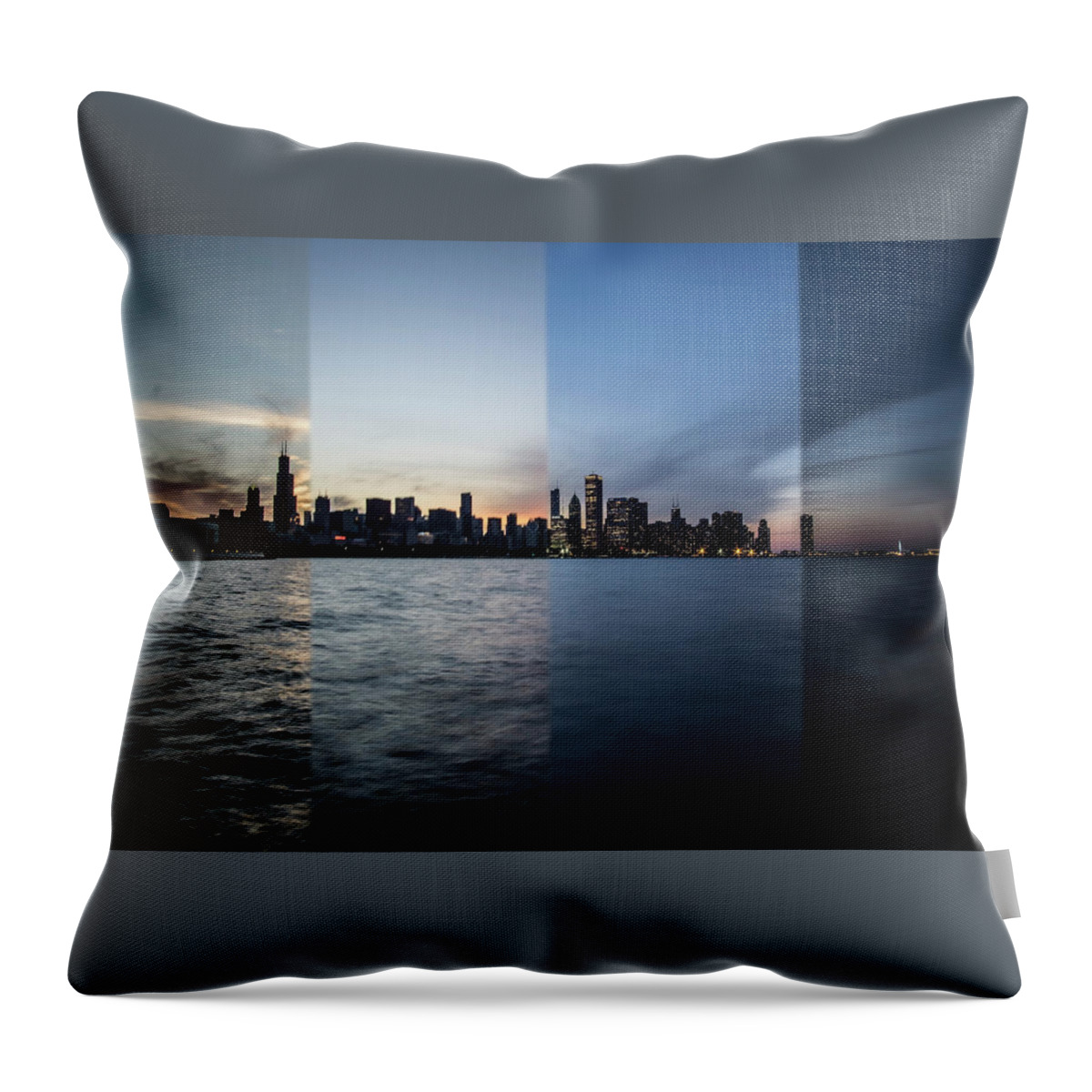 Chicago Throw Pillow featuring the photograph Chicago Skyline Time Slice #1 by Sven Brogren