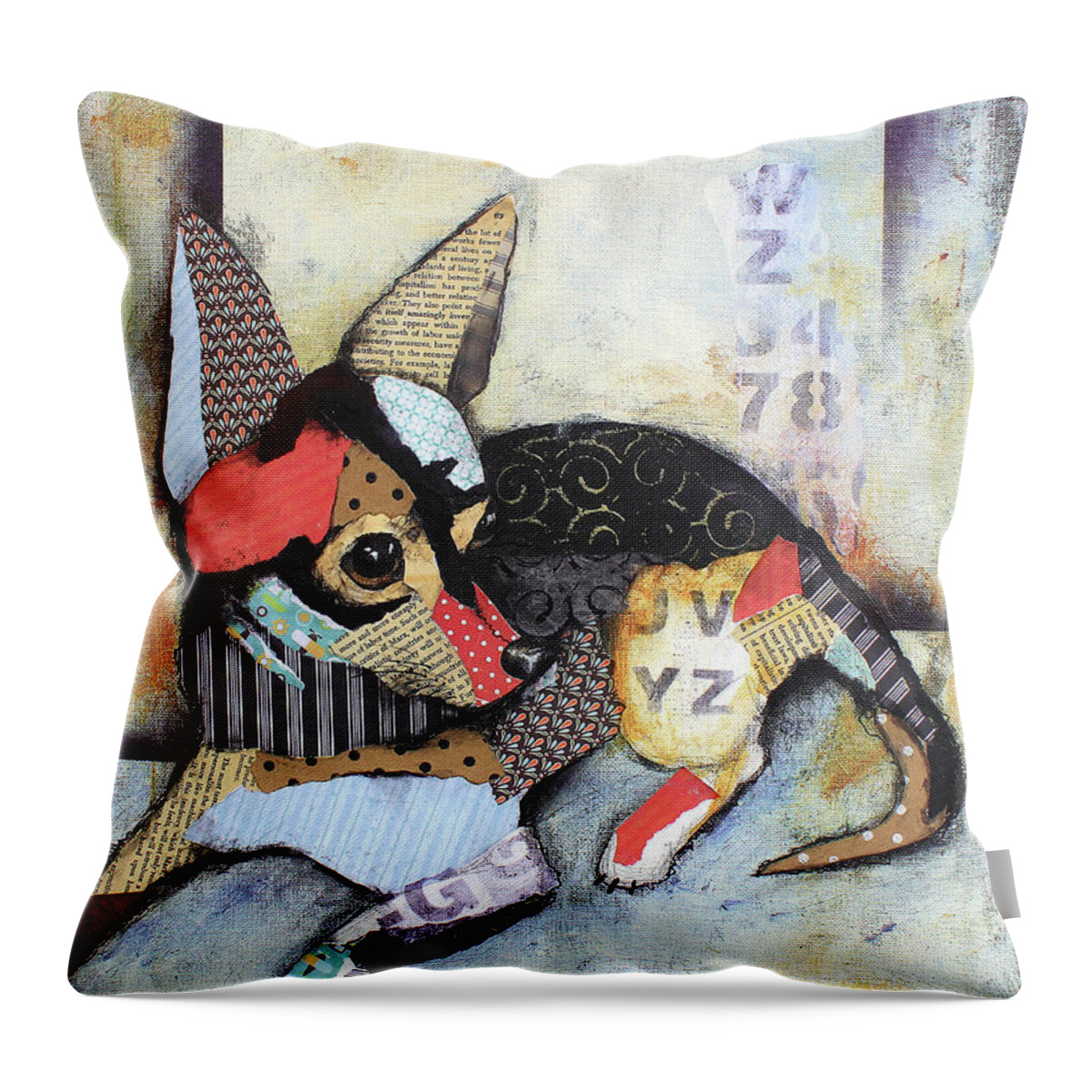 Chihuahua Throw Pillow featuring the mixed media Chihuahua #1 by Patricia Lintner