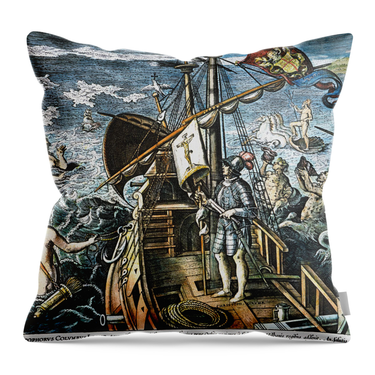 15th Century Throw Pillow featuring the photograph Christopher Columbus #1 by Granger