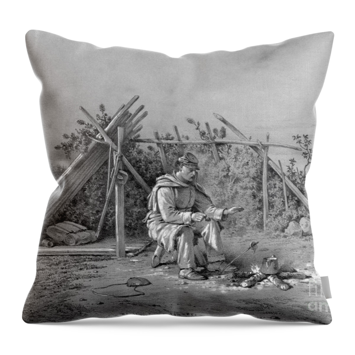 1863 Throw Pillow featuring the drawing Civil War, Christmas. #1 by Granger