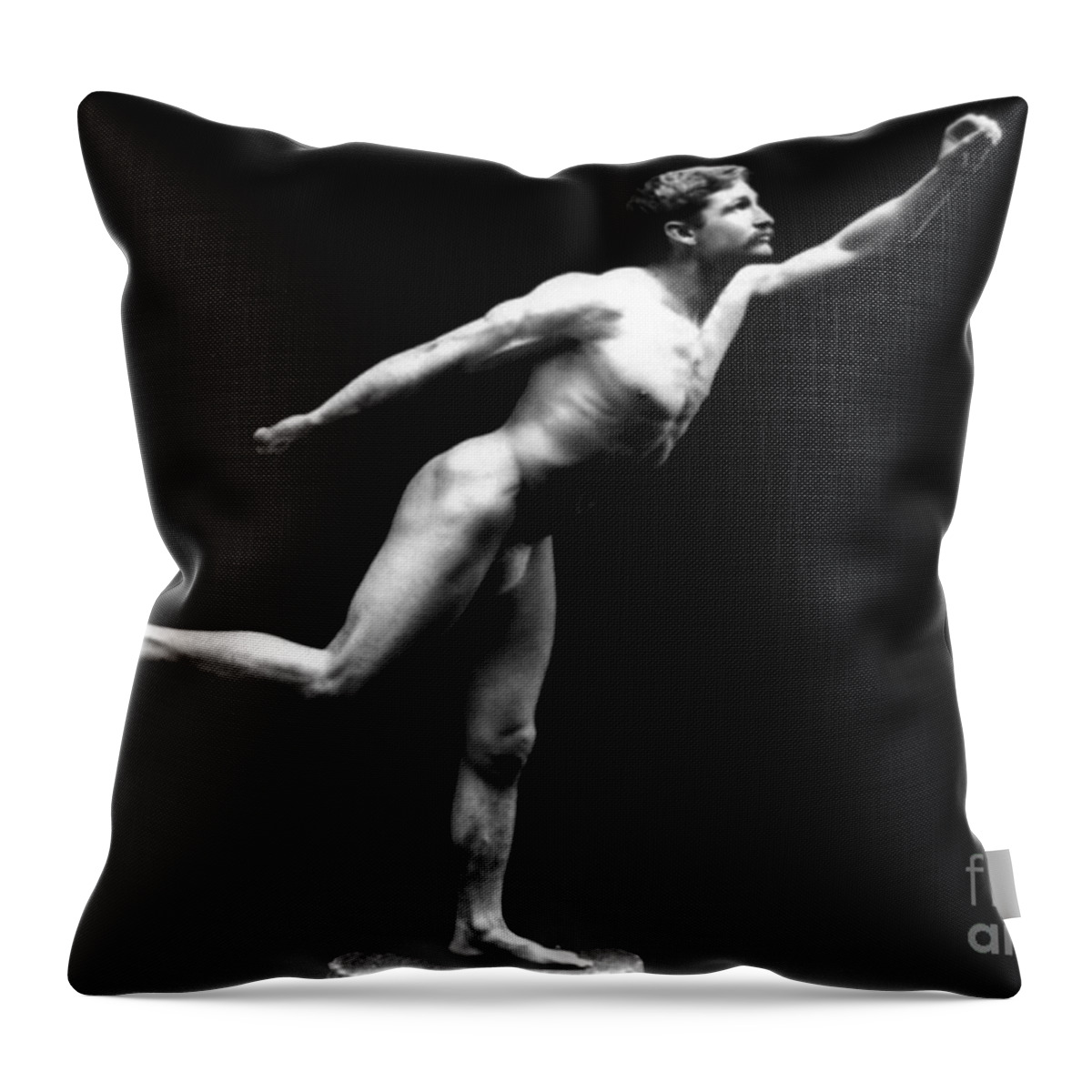 Erotica Throw Pillow featuring the photograph Classical Pose, Nude Male Model, 1893 #1 by Science Source