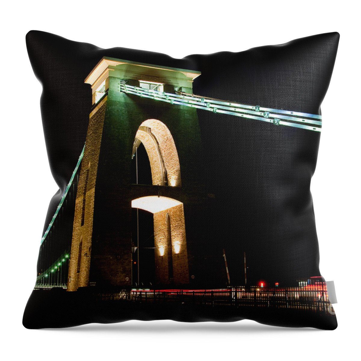 Suspension Bridge Throw Pillow featuring the photograph Clifton Suspension Bridge, Bristol. #1 by Colin Rayner