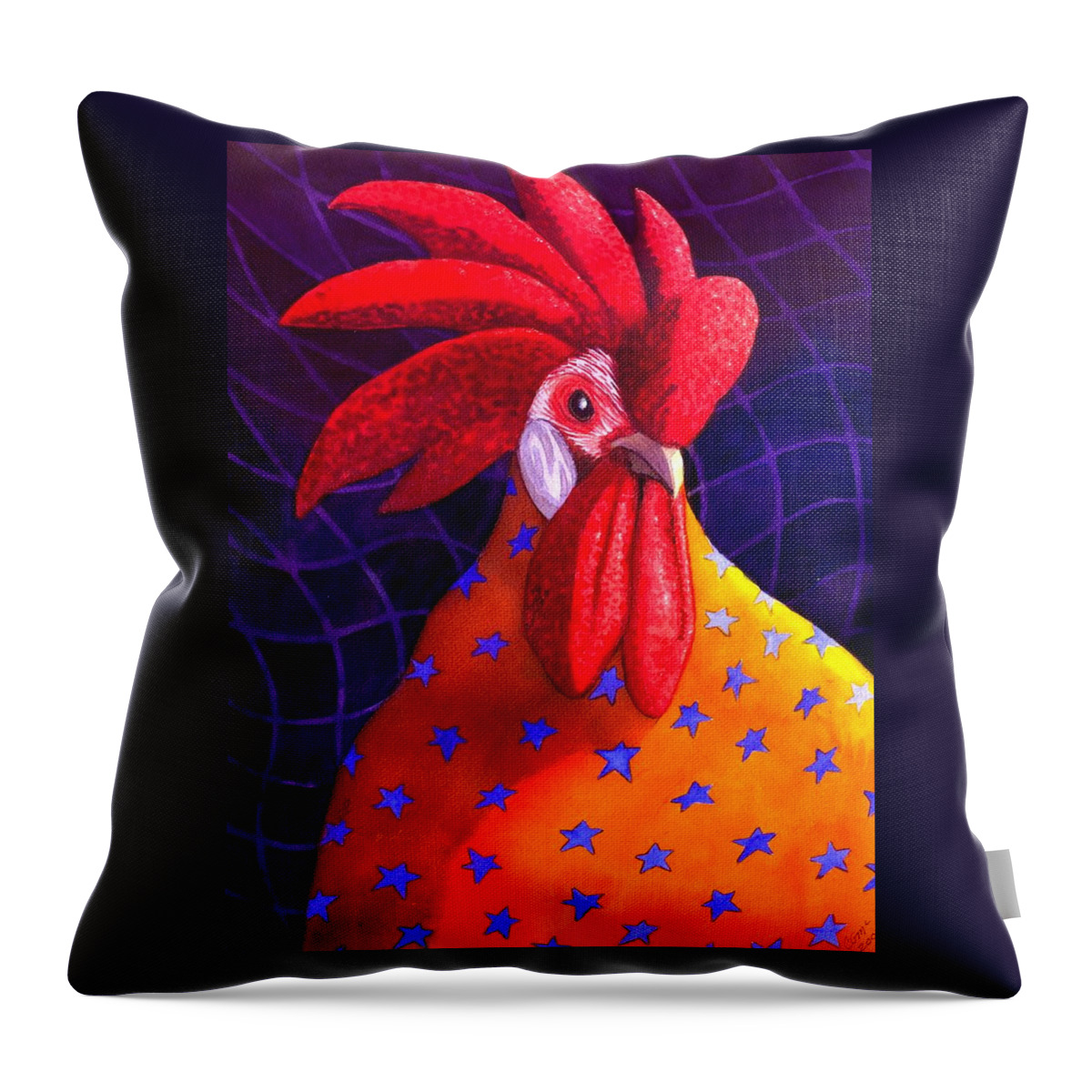 Rooster Throw Pillow featuring the painting Cock A Doodle Dude by Catherine G McElroy
