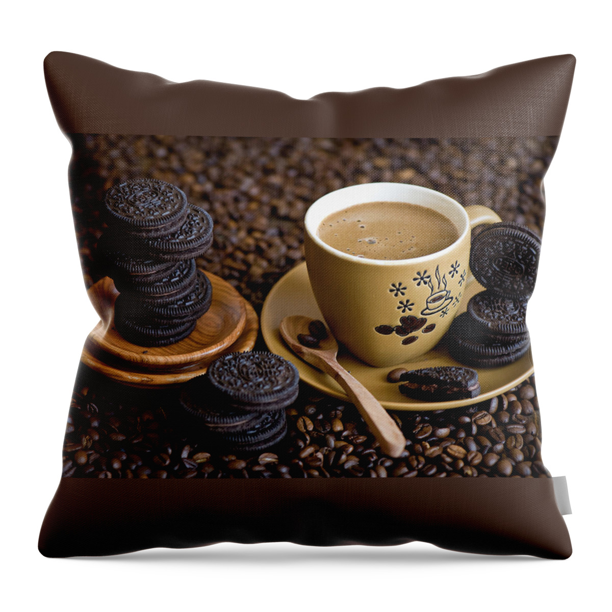 Coffee Throw Pillow featuring the digital art Coffee #1 by Maye Loeser