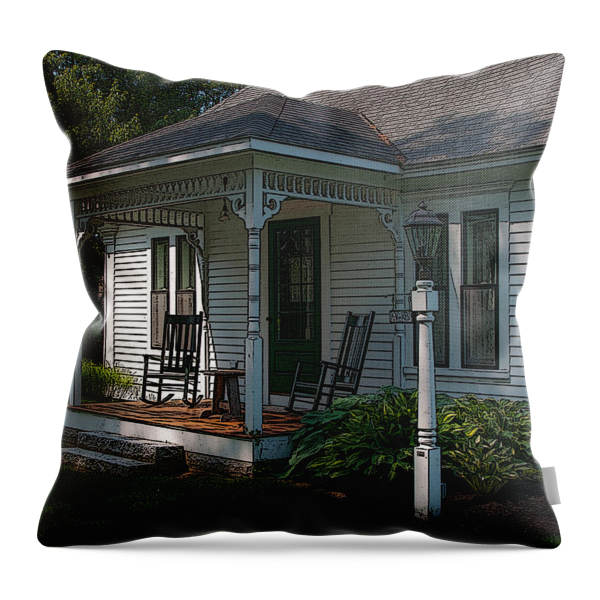 New England Throw Pillow featuring the photograph Come Sit On My Porch #1 by Brenda Jacobs