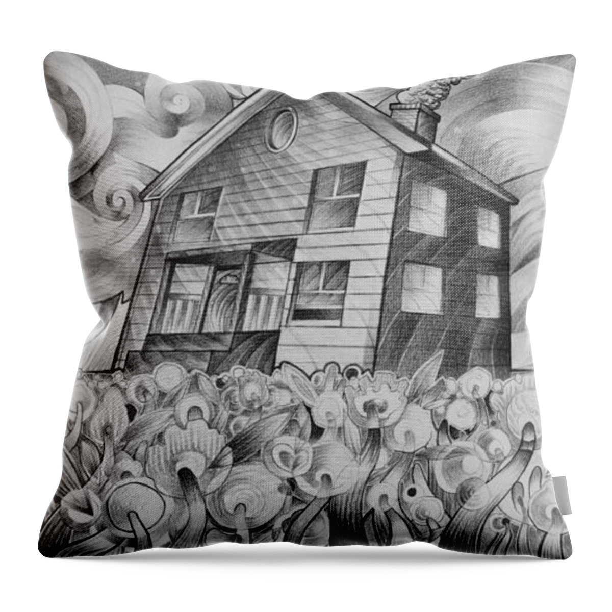 Art Throw Pillow featuring the drawing Cool Spring Night #1 by Myron Belfast
