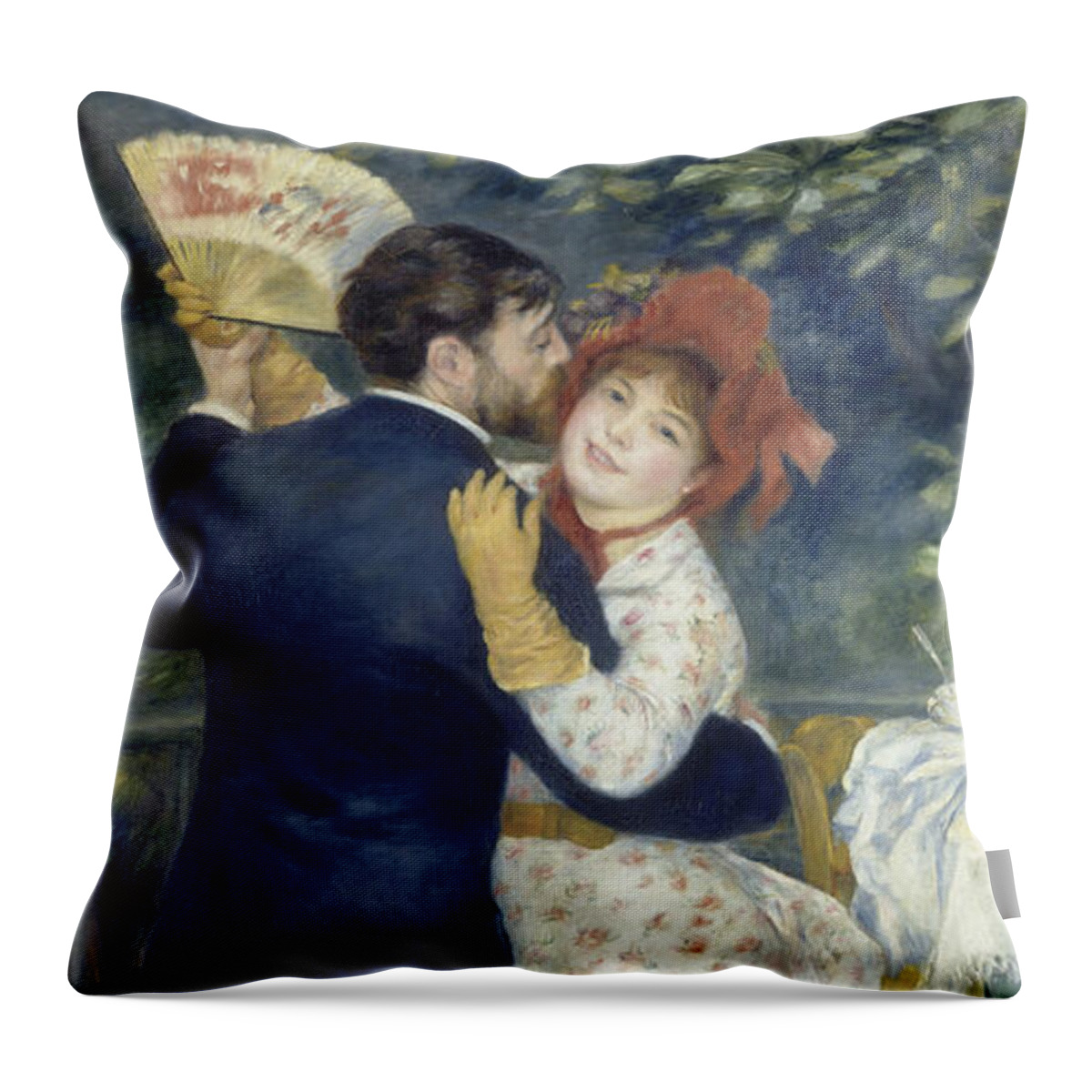 Renoir Throw Pillow featuring the painting Country Dance, from 1883 by Auguste Renoir