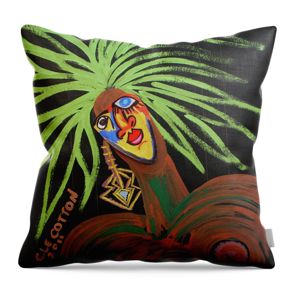  Throw Pillow featuring the painting Cover Up Girl #2 by Cleaster Cotton