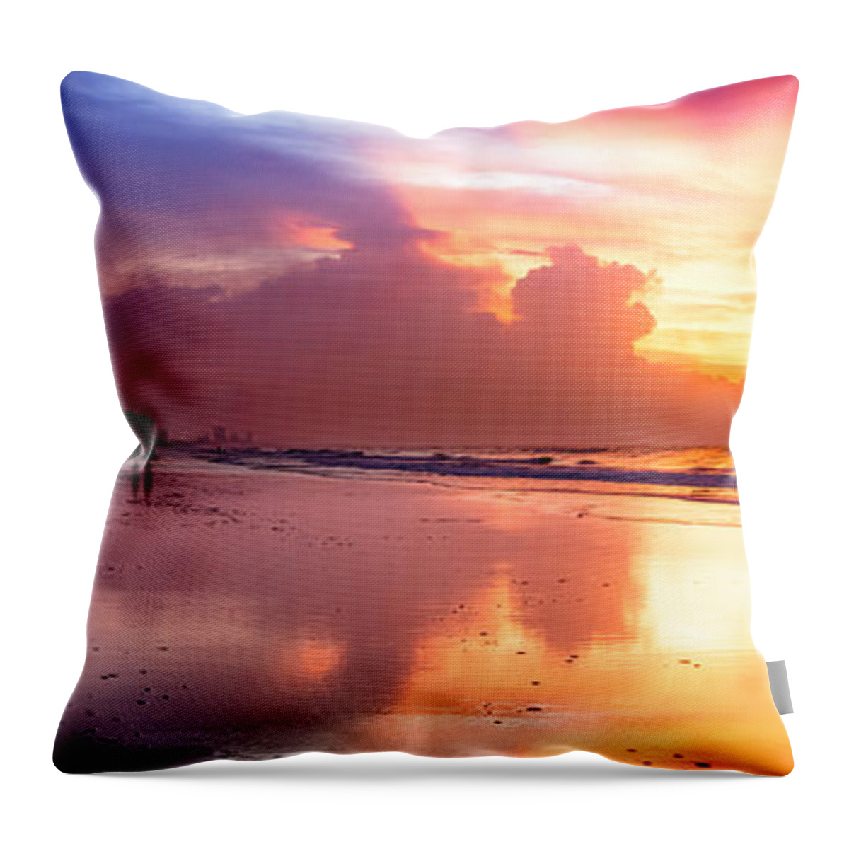 Atlantic Ocean Throw Pillow featuring the photograph Crescent Beach September Morning #2 by David Smith