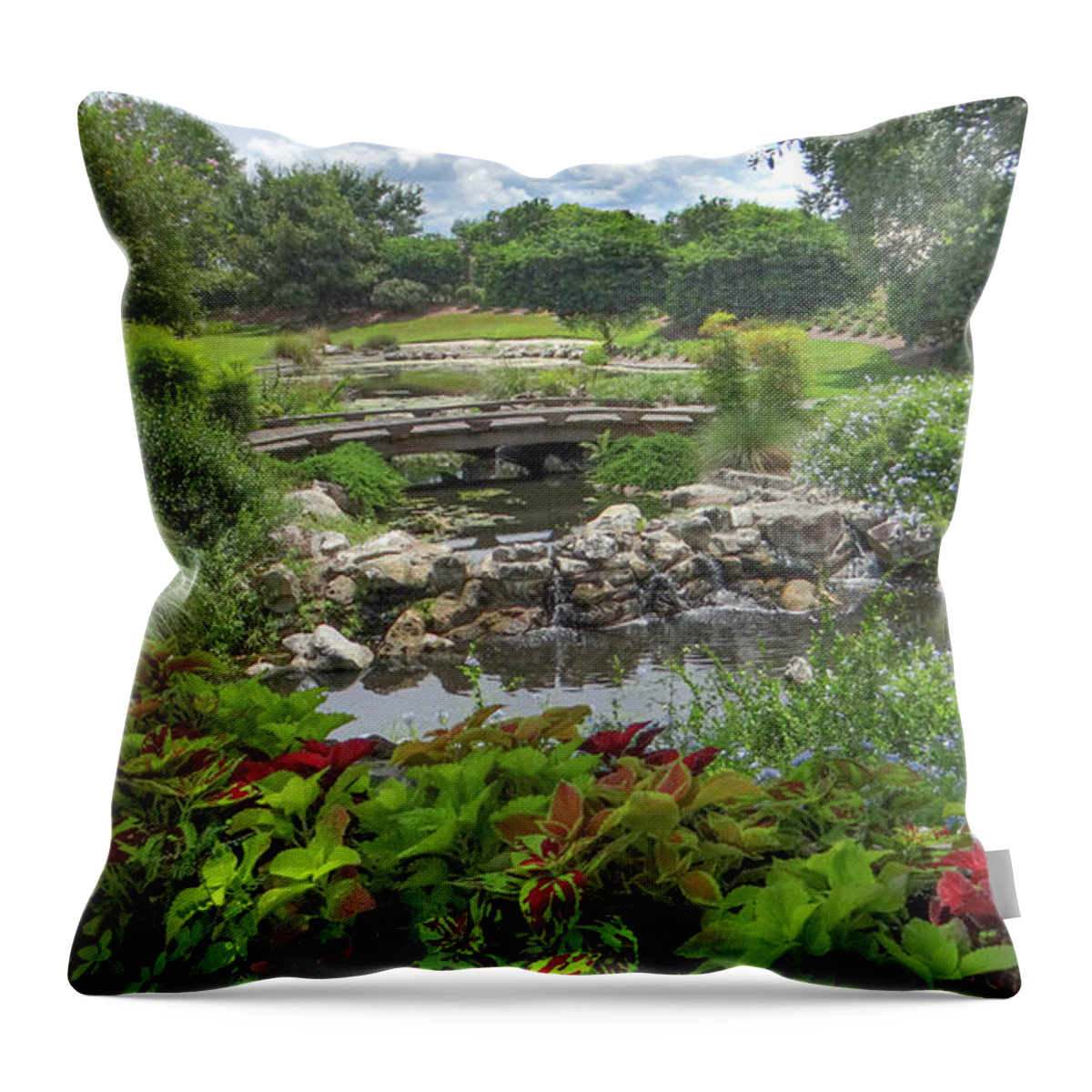 Flowers Throw Pillow featuring the photograph CROSS OVER the BRIDGE #2 by Dennis Dugan