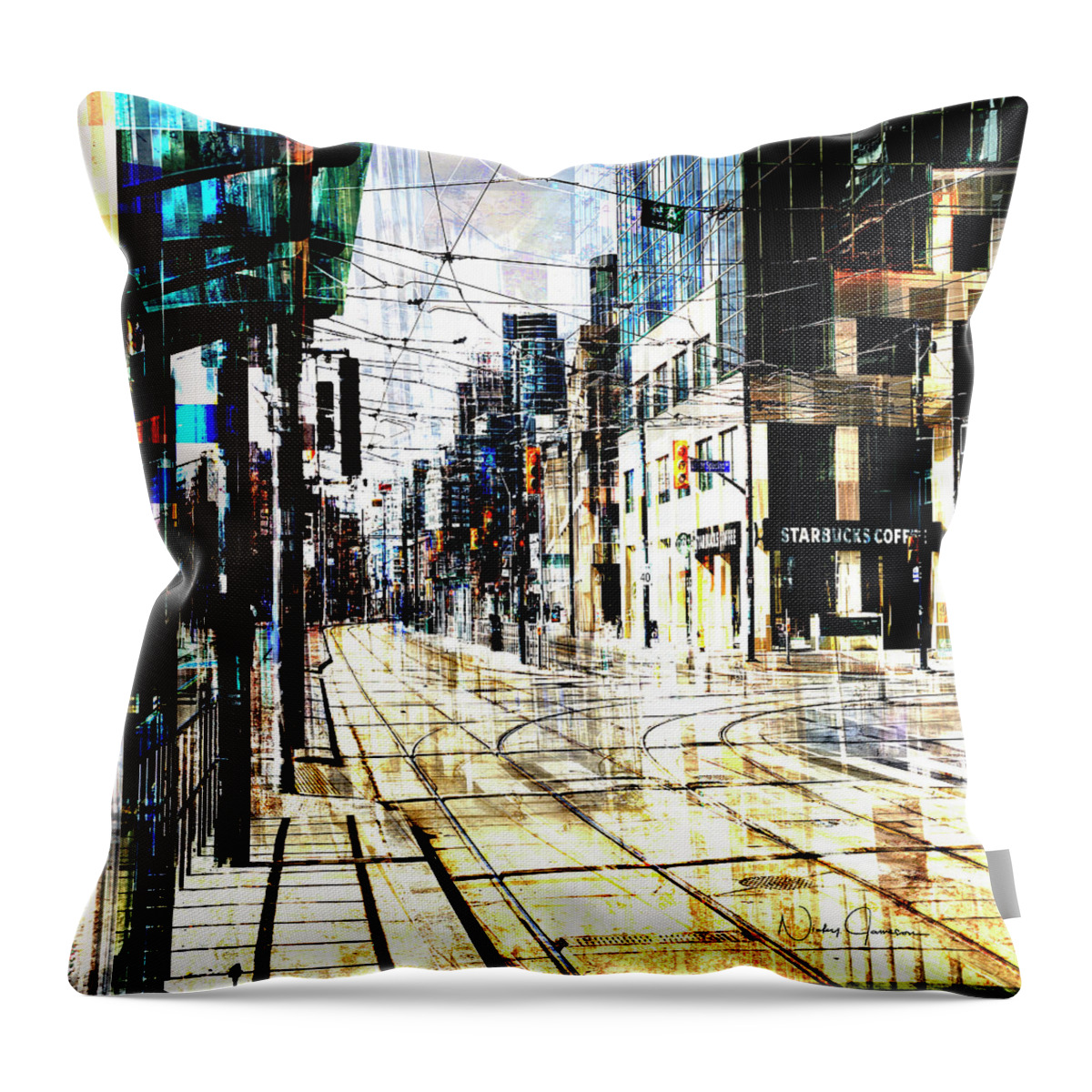 Toronto Throw Pillow featuring the digital art Crossing Spadina #2 by Nicky Jameson