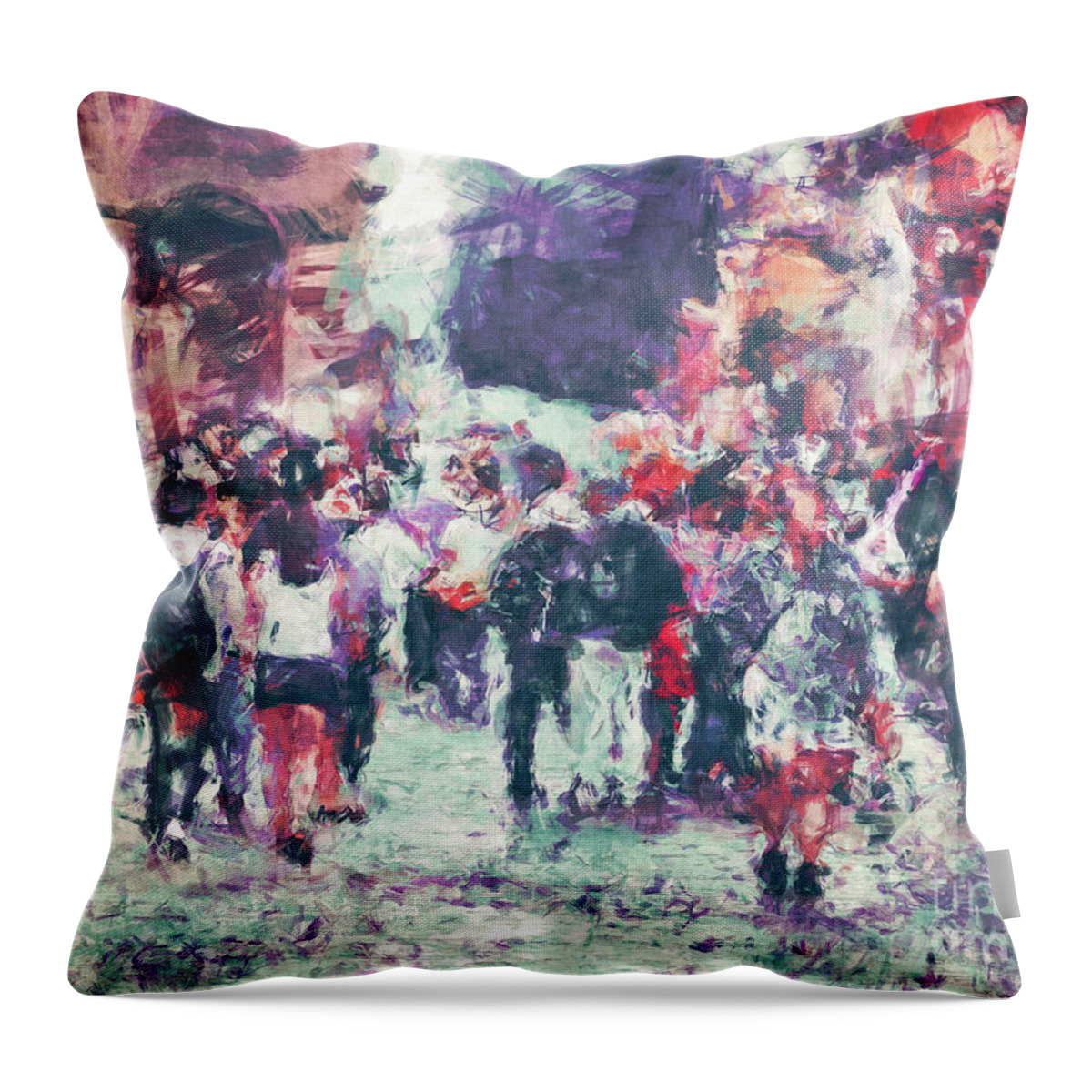 Street Throw Pillow featuring the digital art Crowded Street #1 by Phil Perkins
