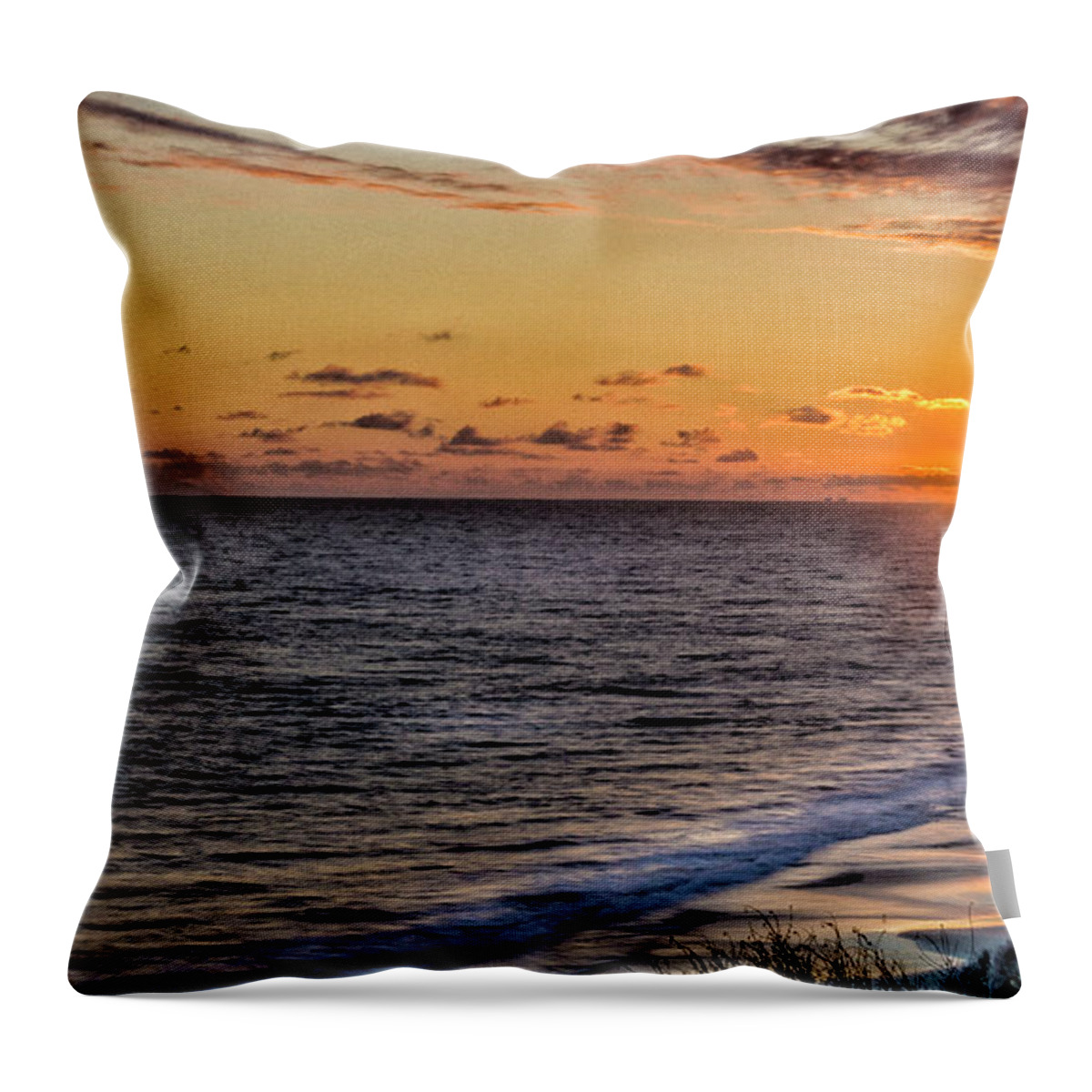California Pacific Coastline Throw Pillow featuring the photograph Crystal Cove Sunset 1 #1 by Donald Pash