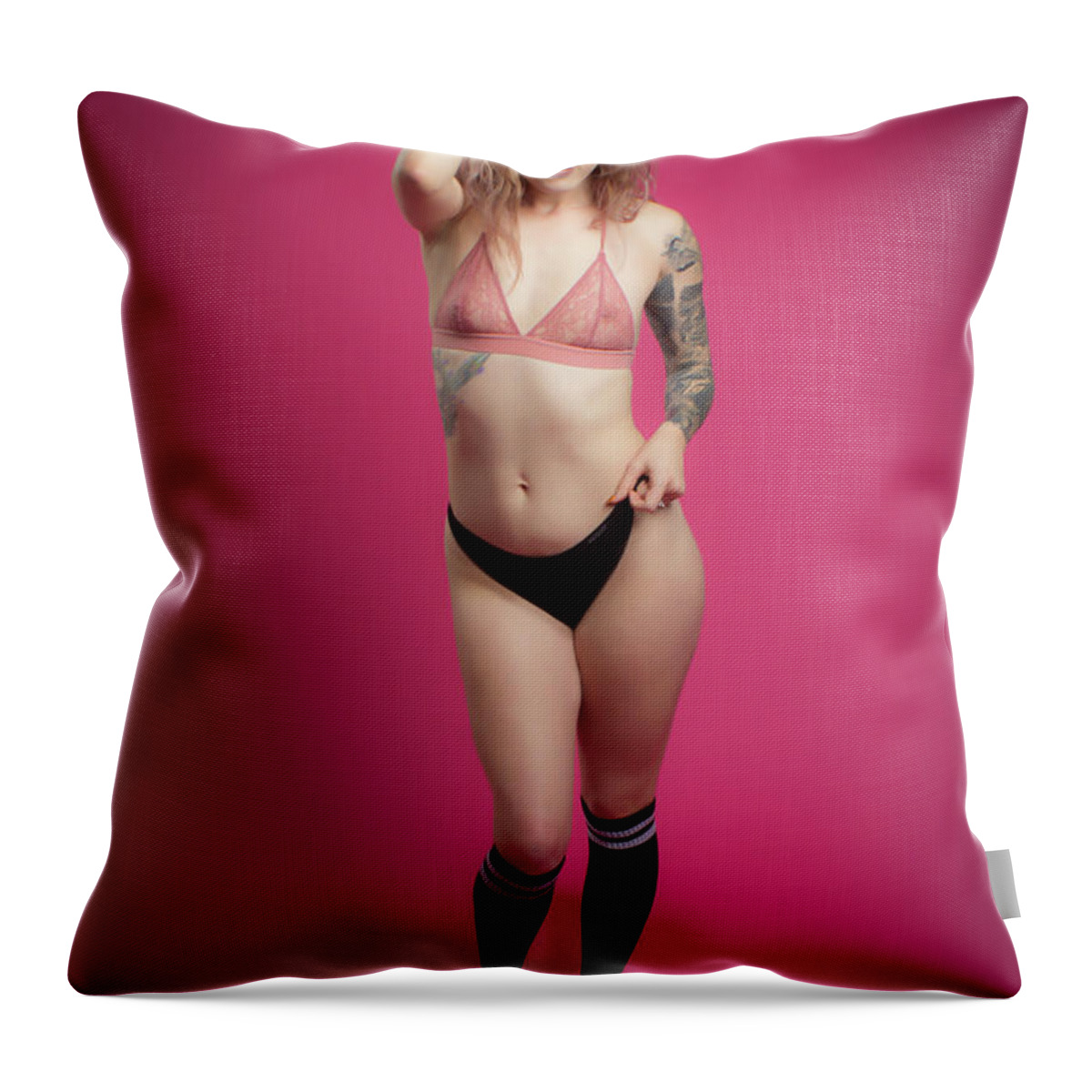 Implied Nude Throw Pillow featuring the photograph Danni #1 by La Bella Vita Boudoir