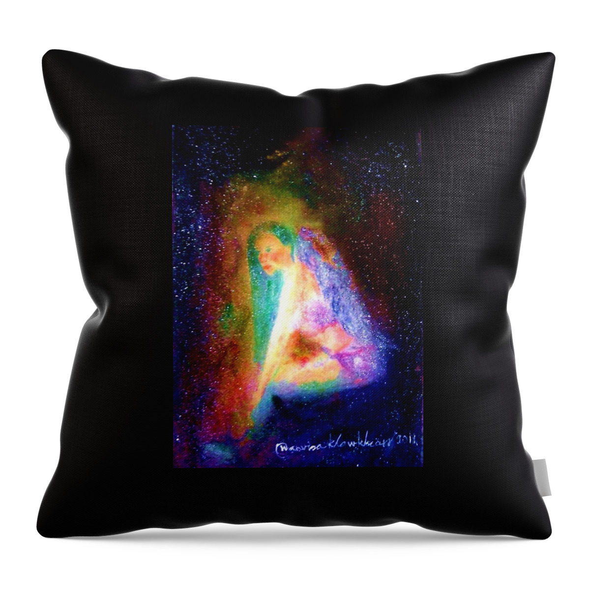  Throw Pillow featuring the painting Dark Angle #2 by Wanvisa Klawklean