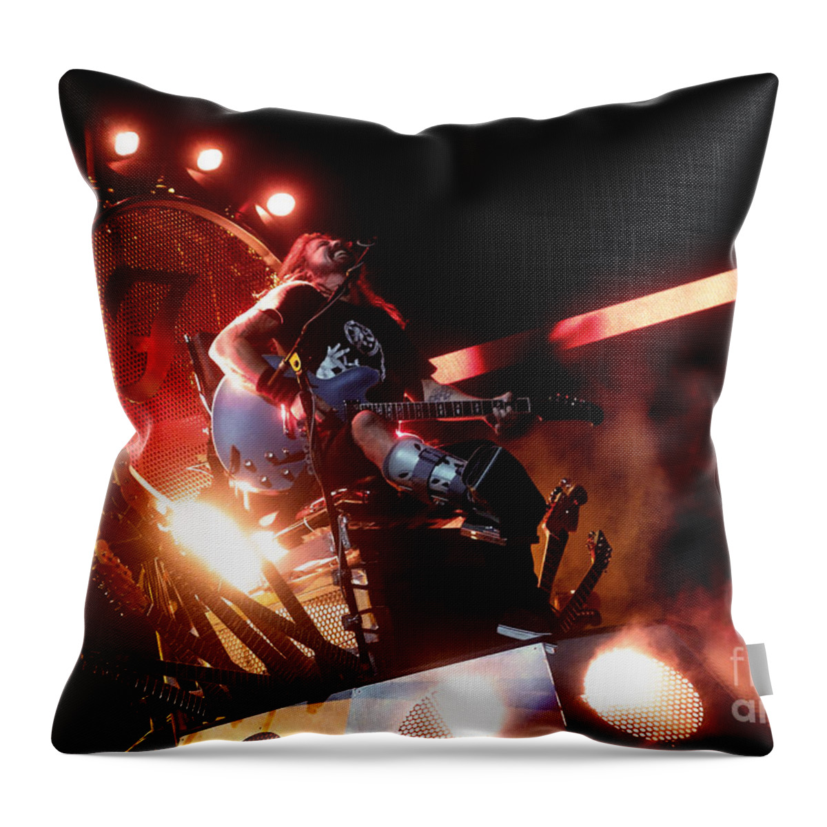 Davegrohl Throw Pillow featuring the photograph Dave Grohl - Foo Fighters #1 by Jennifer Camp