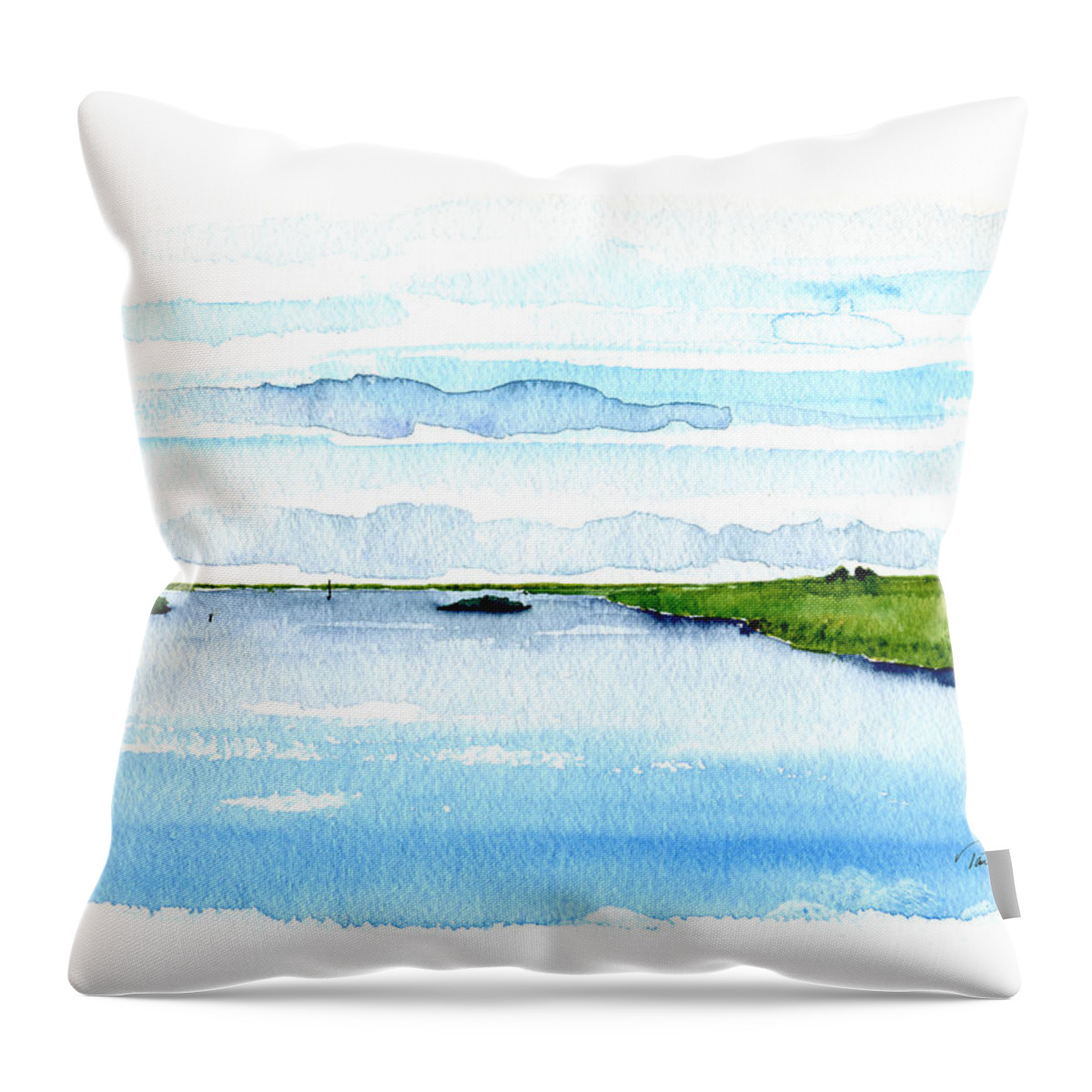 Gulf Of Mexico Throw Pillow featuring the painting Davis Bayou Ocean Springs Mississippi #1 by Paul Gaj