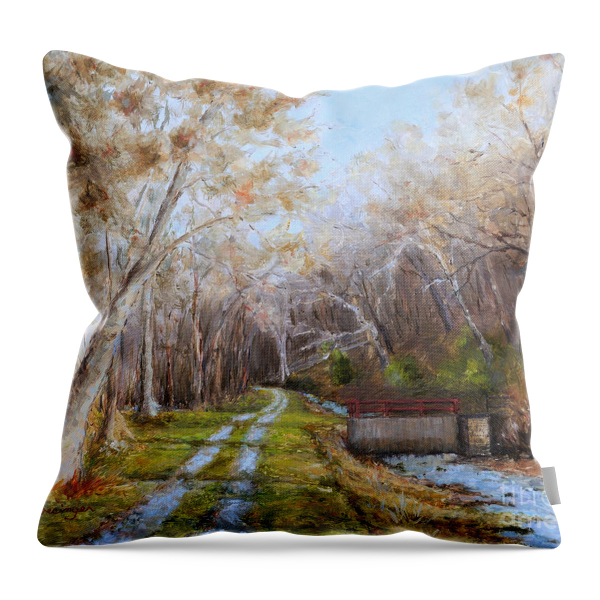 Delaware Canal Throw Pillow featuring the painting Delaware Canal II by Paint Box Studio