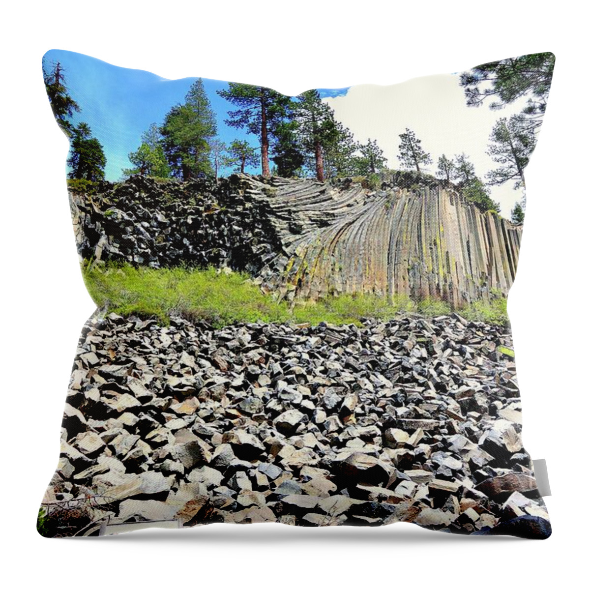 Basaltic Columns Throw Pillow featuring the photograph Devils Postpile #1 by Joe Lach