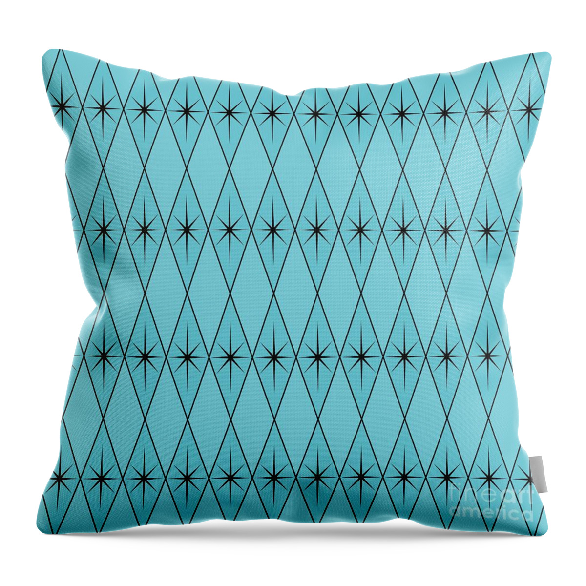 Mid Century Modern Throw Pillow featuring the digital art Diamonds and Stars in Turquoise by Donna Mibus