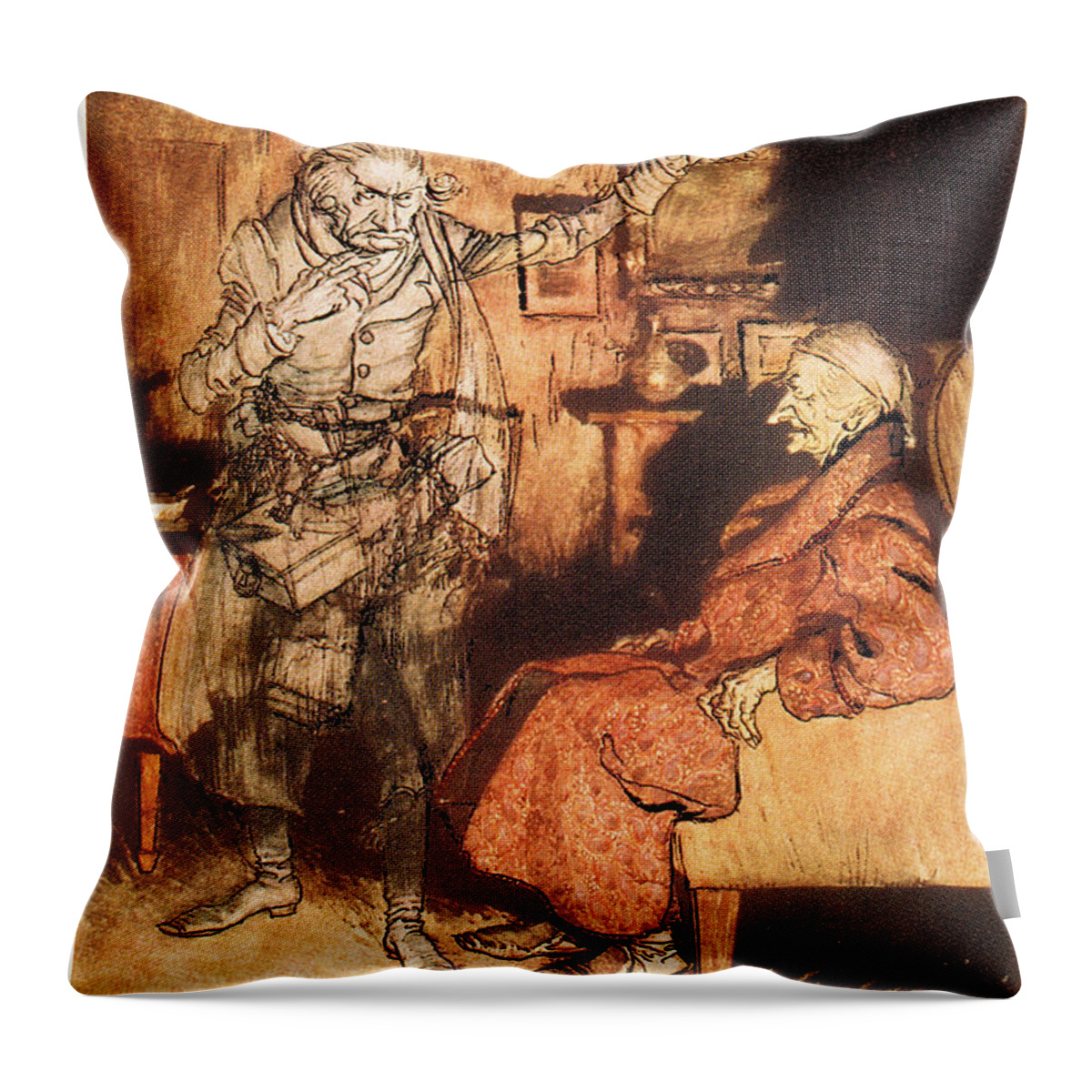 19th Century Throw Pillow featuring the painting Dickens A Christmas Carol #6 by Granger
