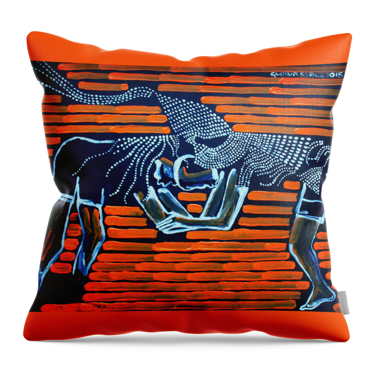 Jesus Throw Pillow featuring the painting Dinka Wrestling - South Sudan #1 by Gloria Ssali