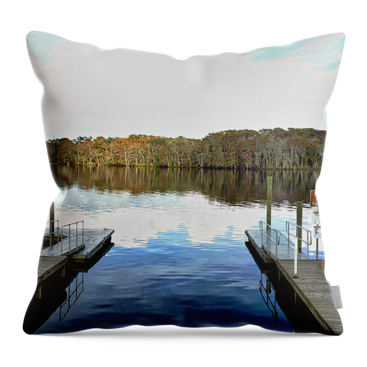 Boat Dock Throw Pillow featuring the photograph Dock of the Bay #1 by Michael Albright