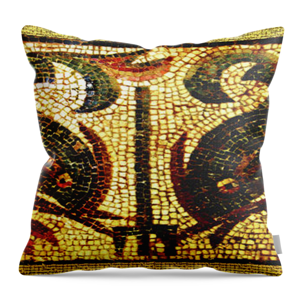 Dolphins Throw Pillow featuring the digital art Dolphins of Pompeii #1 by Asok Mukhopadhyay