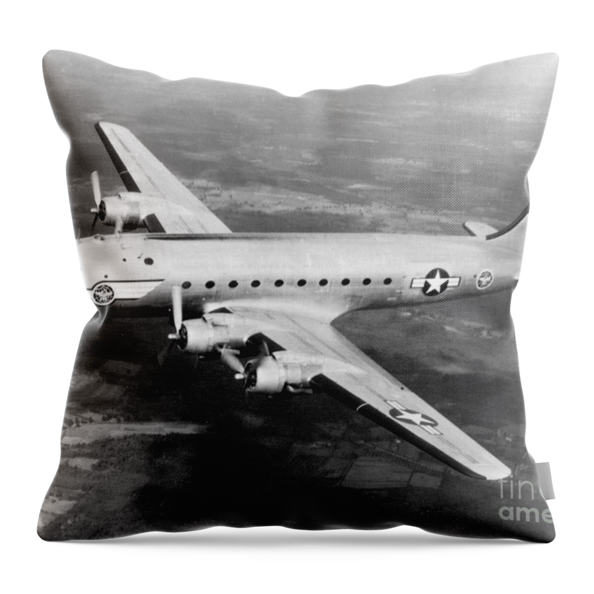 Science Throw Pillow featuring the photograph Douglas C-54 Skymaster, 1940s #1 by Science Source