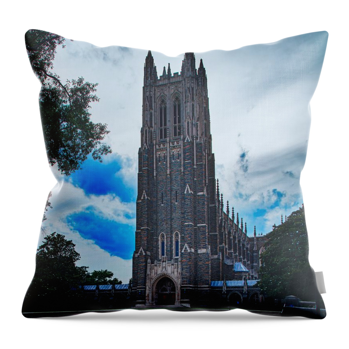 Duke University Throw Pillow featuring the photograph Duke University Chapel At Dusk #1 by Mountain Dreams