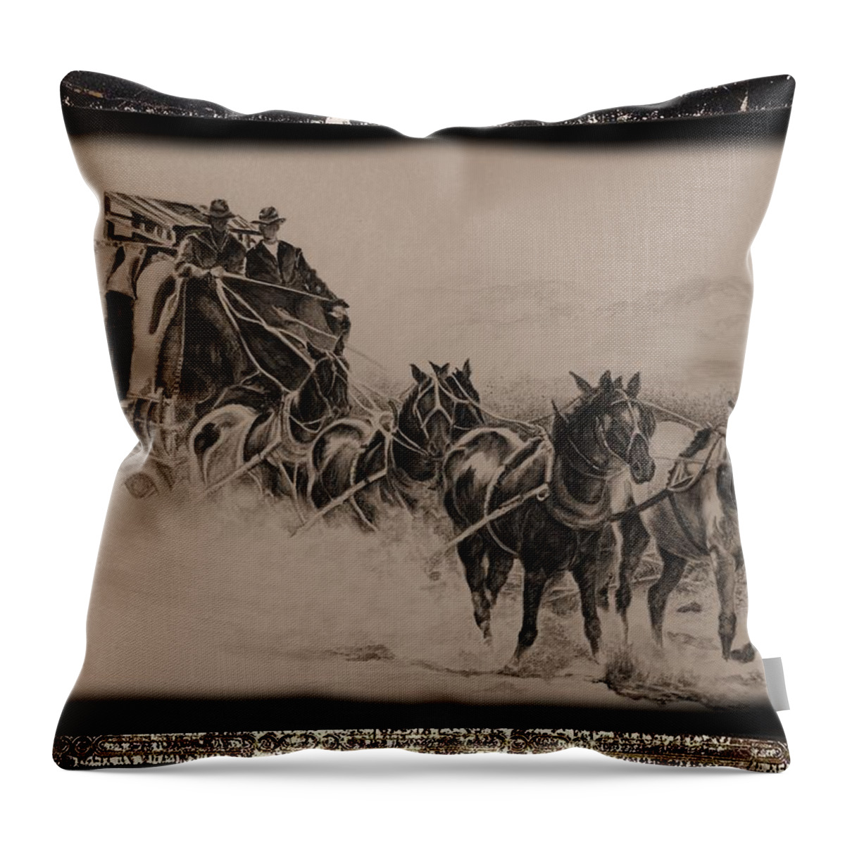 Western Paintings Throw Pillow featuring the painting Dusti Trails #1 by Traci Goebel