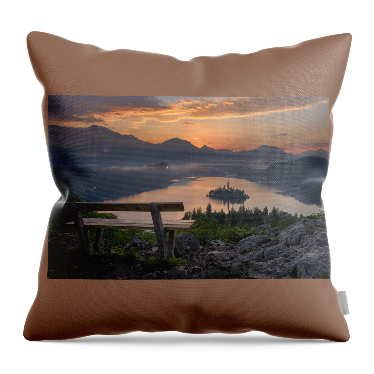 Bled Throw Pillow featuring the photograph Early morning #1 by Robert Krajnc