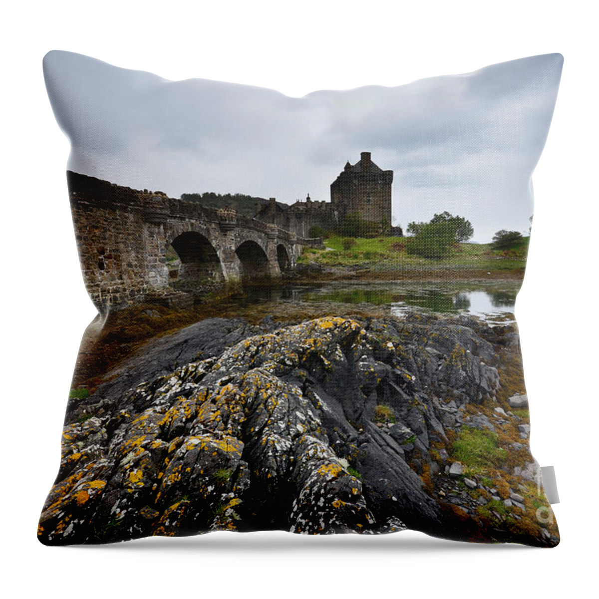 Eilean Donan Castle Throw Pillow featuring the photograph Eilean Donan Castle #1 by Smart Aviation