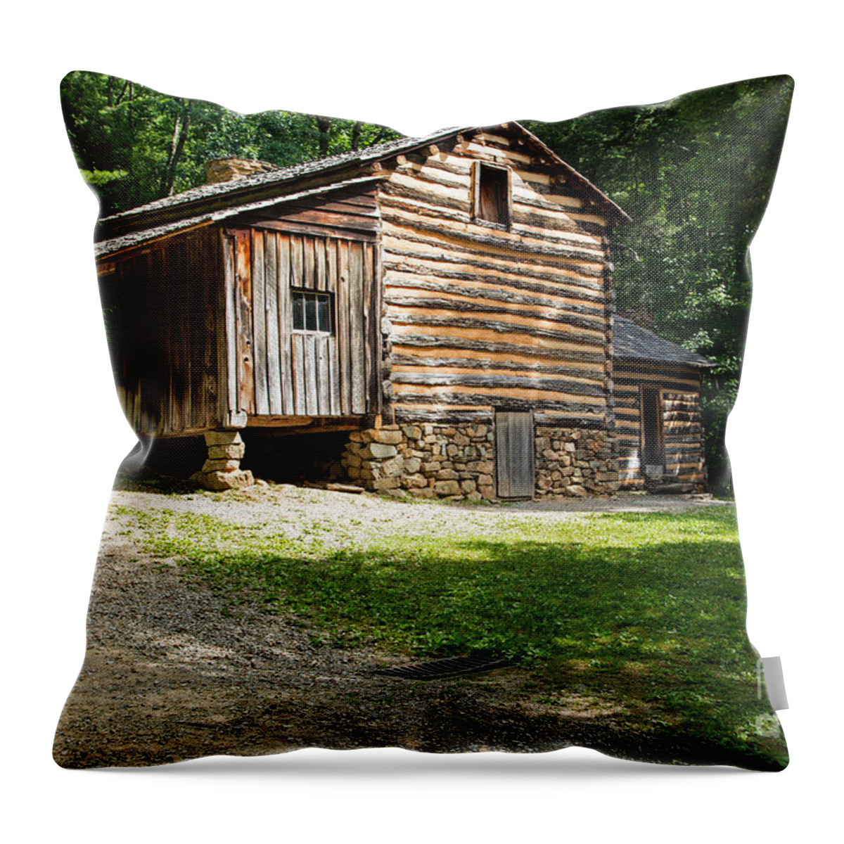 Cades Cove Throw Pillow featuring the photograph Elijah Oliver place #1 by Fred Stearns
