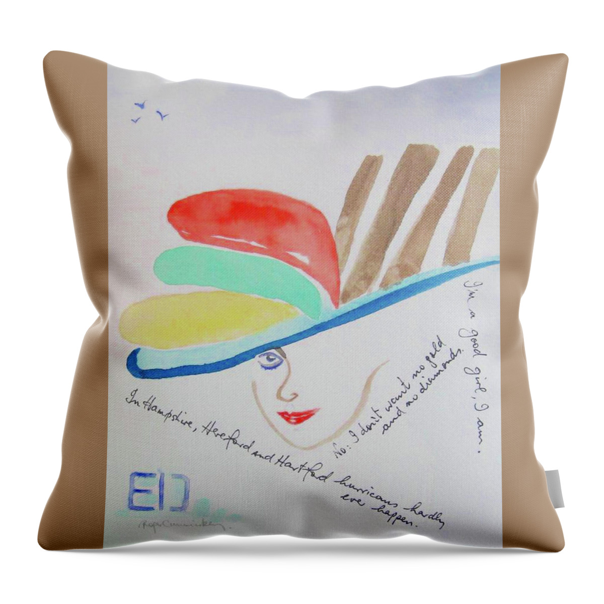 Pygmalion Throw Pillow featuring the drawing Eliza Doolittle #1 by Roger Cummiskey