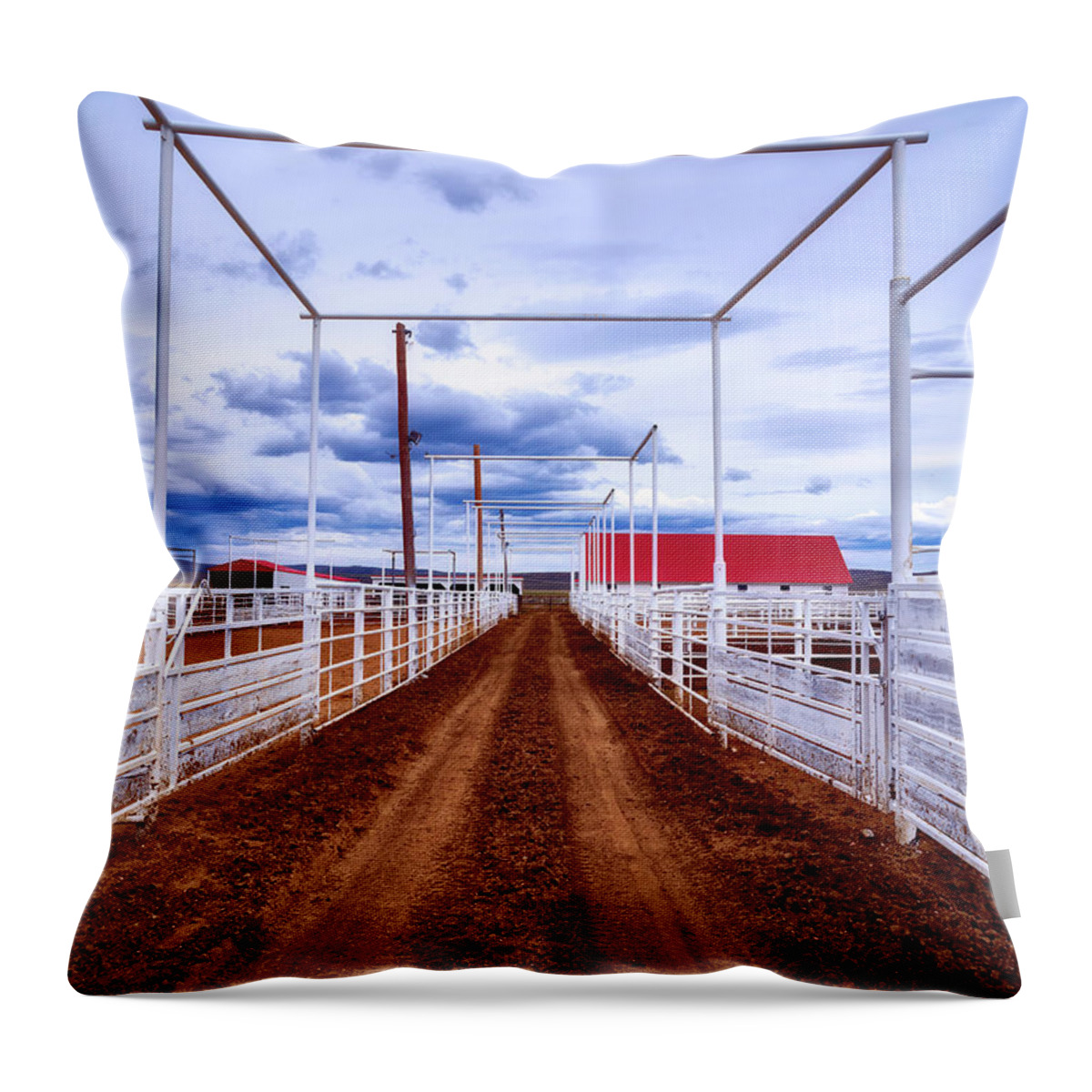 Corrals Throw Pillow featuring the photograph Empty Corrals #1 by Mountain Dreams