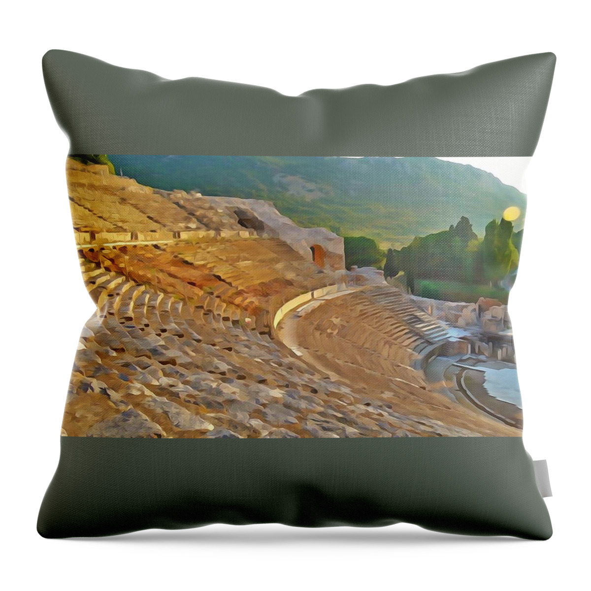 Ephesus Theatre Throw Pillow featuring the photograph Ephesus Theater #1 by Lisa Dunn