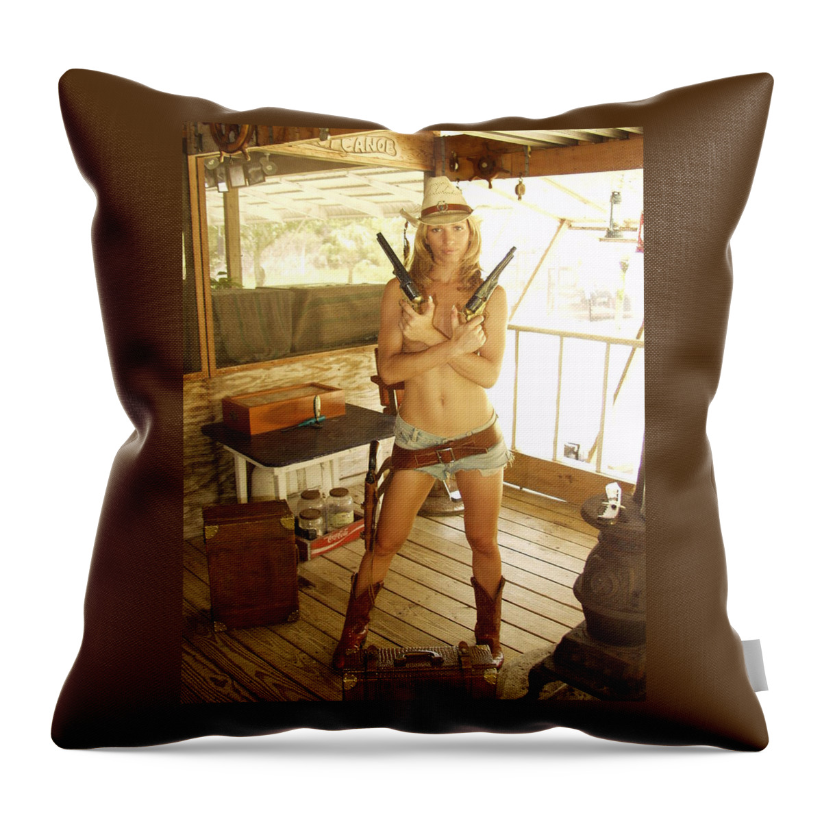 Lucky Cole Everglades Photographer Throw Pillow featuring the photograph Everglades Cowgirl #1 by Lucky Cole