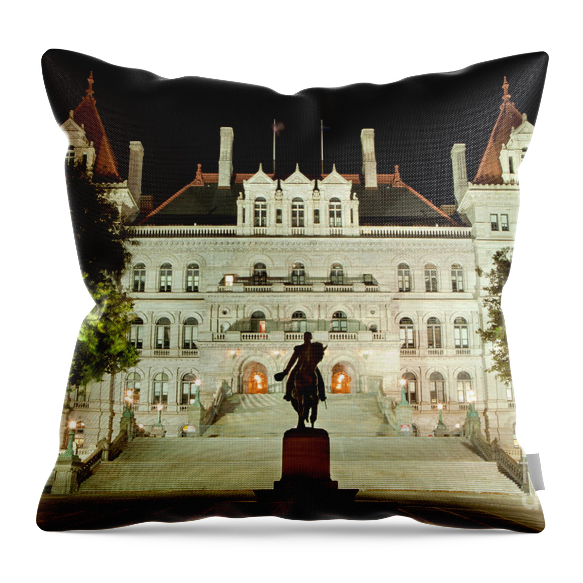 Flowers Throw Pillow featuring the photograph ew York State Capitol in Albany #1 by Anthony Totah