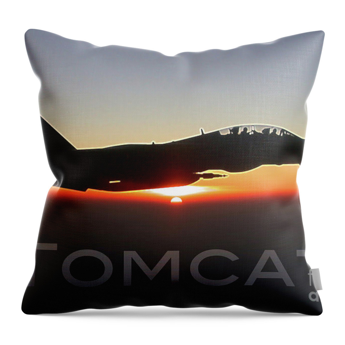 F-14 Throw Pillow featuring the digital art F-14 Tomcat #1 by Airpower Art