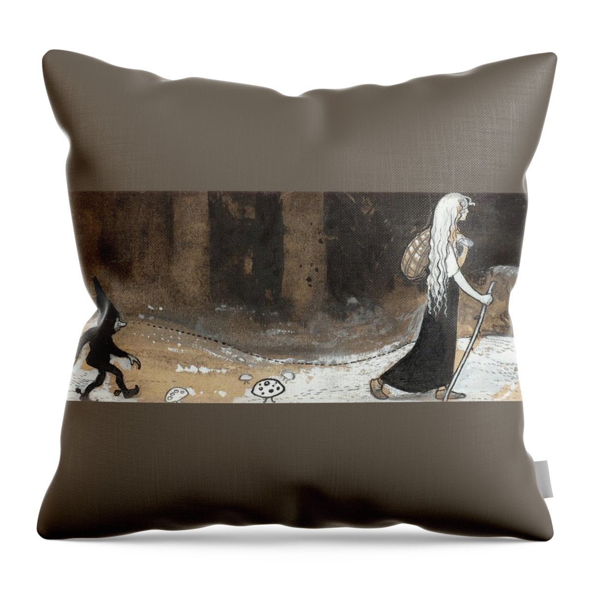 John Bauer Throw Pillow featuring the painting Fairy Tale Illustration #1 by John Bauer
