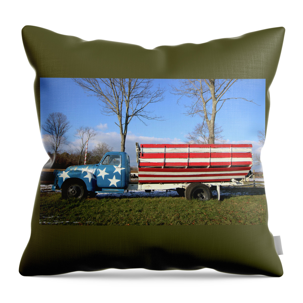 Farm Truck Throw Pillow featuring the photograph Farm Truck Wading River New York #1 by Bob Savage