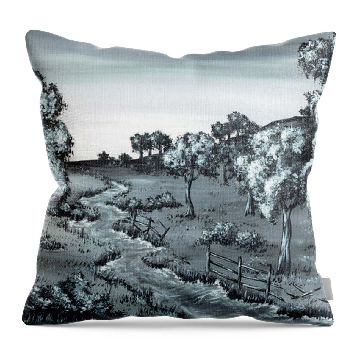 Trees Throw Pillow featuring the painting Fast Water #1 by Kenneth Clarke