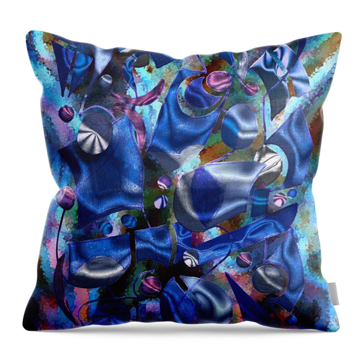 Abstract Throw Pillow featuring the digital art Festive Joy #1 by Mark Sellers