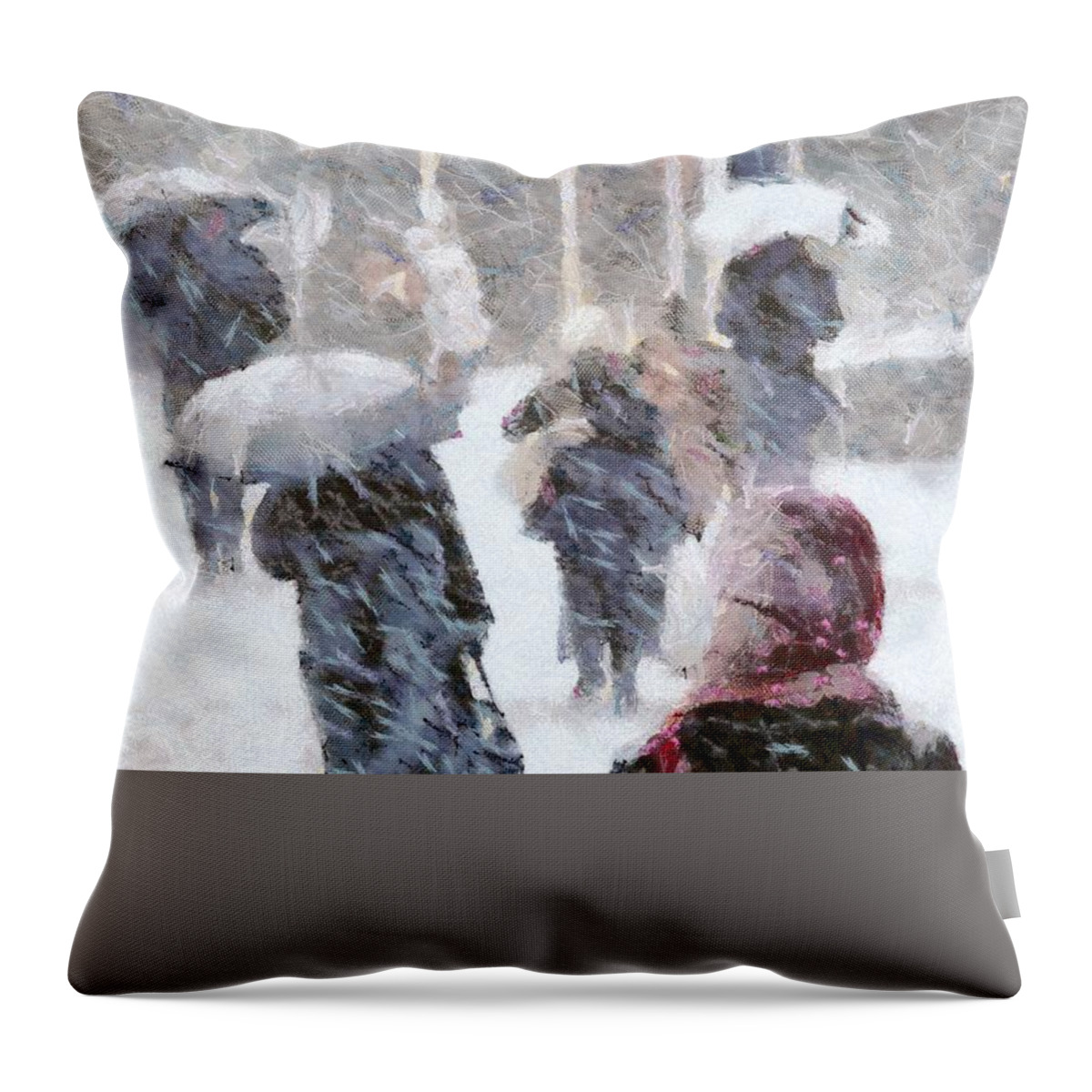 Nature Throw Pillow featuring the digital art First snow #3 by Gun Legler