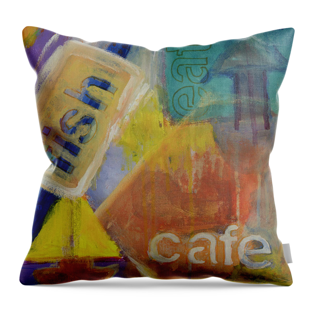 Expressionism Painting Throw Pillow featuring the painting Fish Cafe #1 by Susan Stone