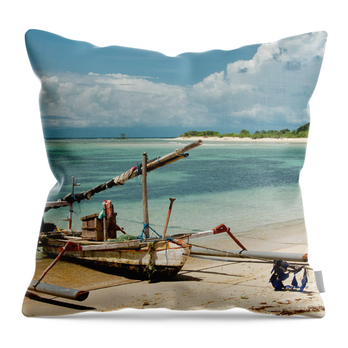 Coast Throw Pillow featuring the photograph Fishing Boat #2 by Werner Padarin