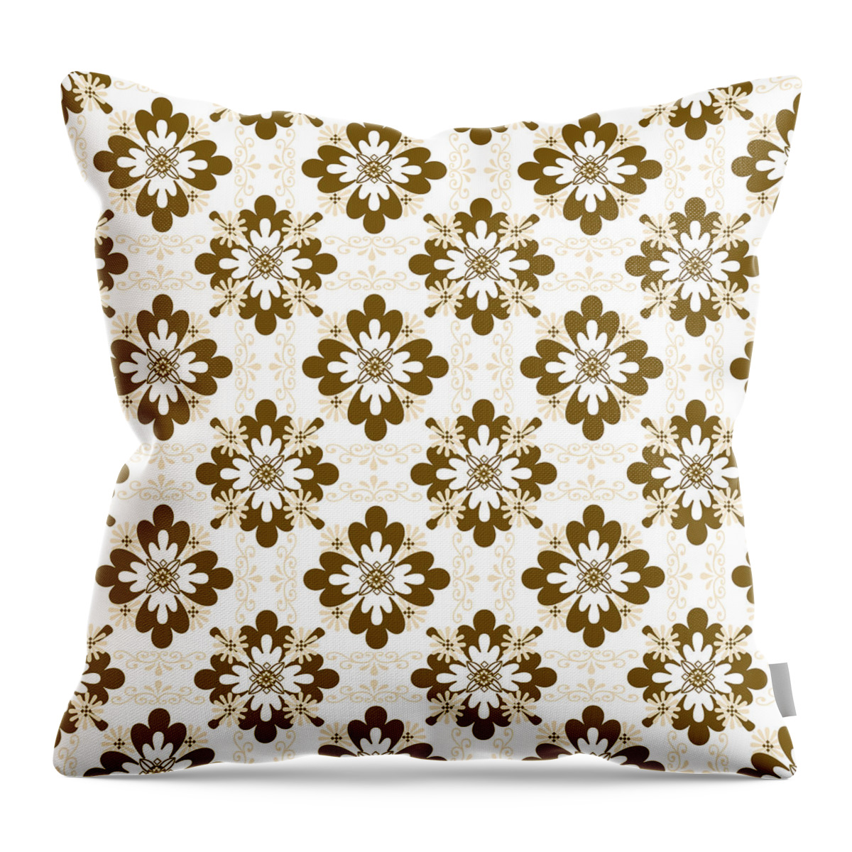 Floral Pattern Throw Pillow featuring the mixed media Taupe Floral Pattern by Christina Rollo