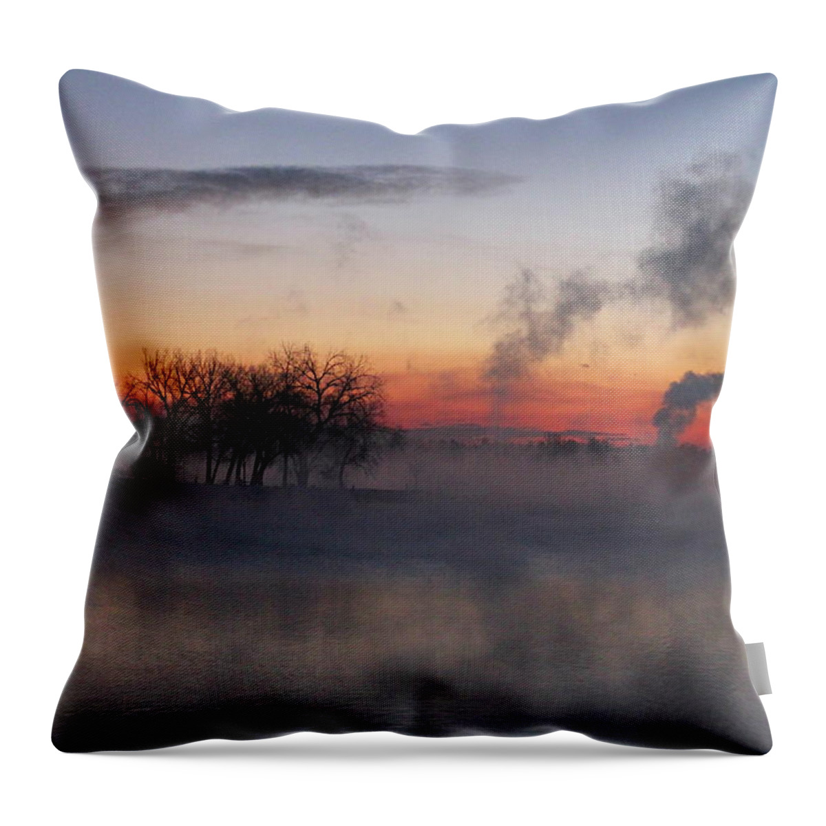 Fog Throw Pillow featuring the photograph Fog On The Lake #1 by Trent Mallett