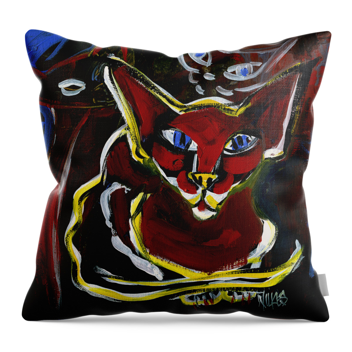 Foreign White Cat Throw Pillow featuring the painting Foreign White Cat #1 by Leanne WILKES